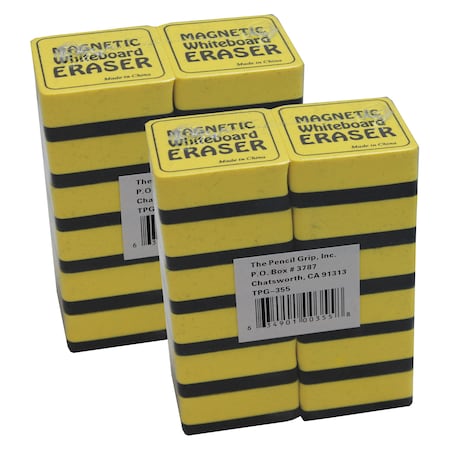 The Pencil Grip Magnetic Whiteboard Eraser, 2" x 2", Yellow, 12 Per Pack, PK2 355